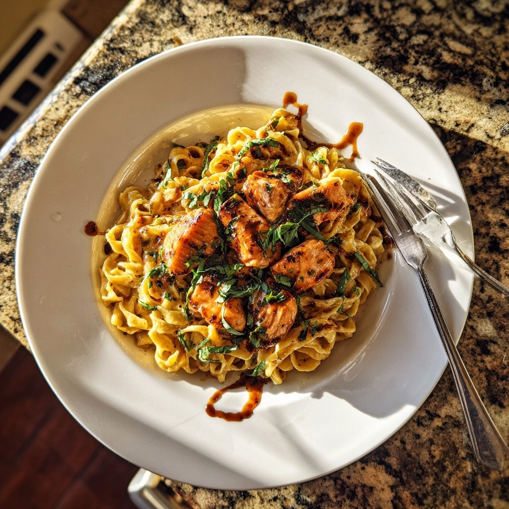 Maple Glazed Salmon Pasta