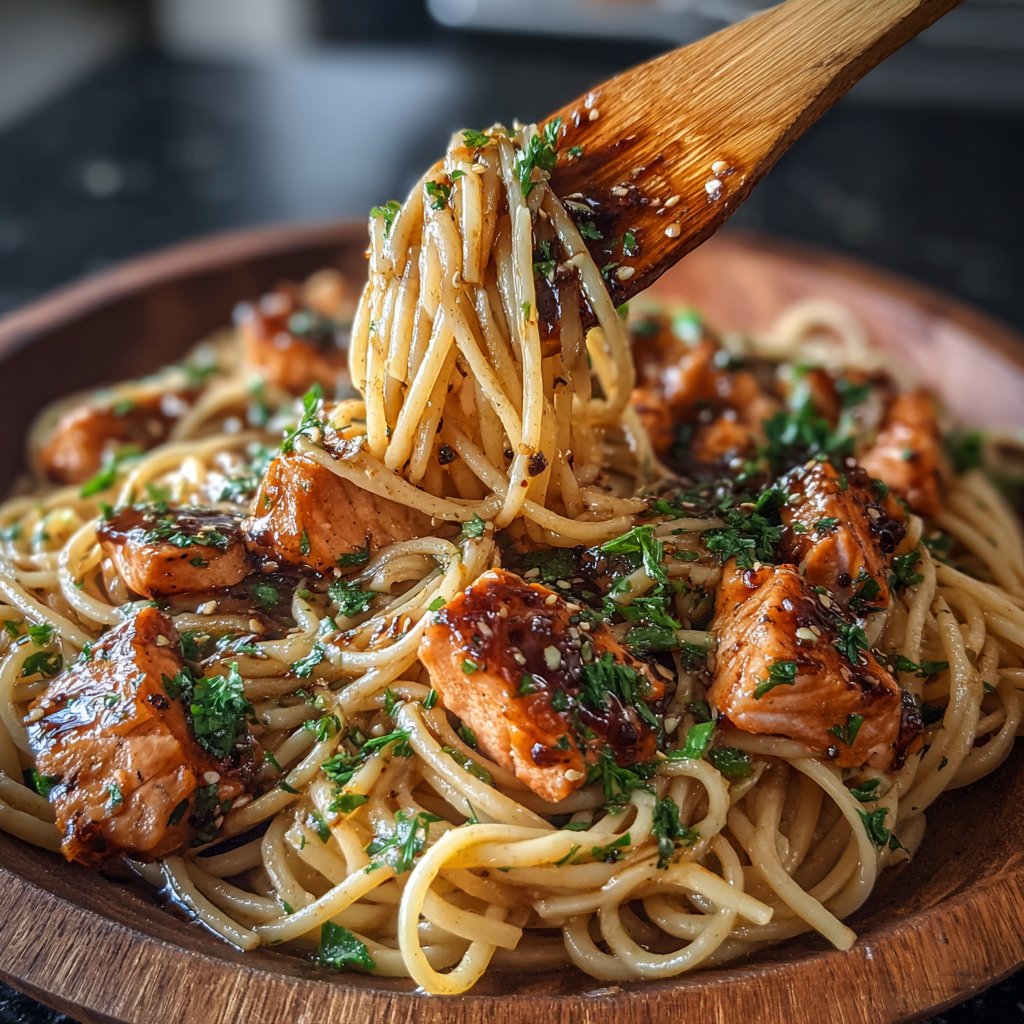 Honey Garlic Salmon Pasta