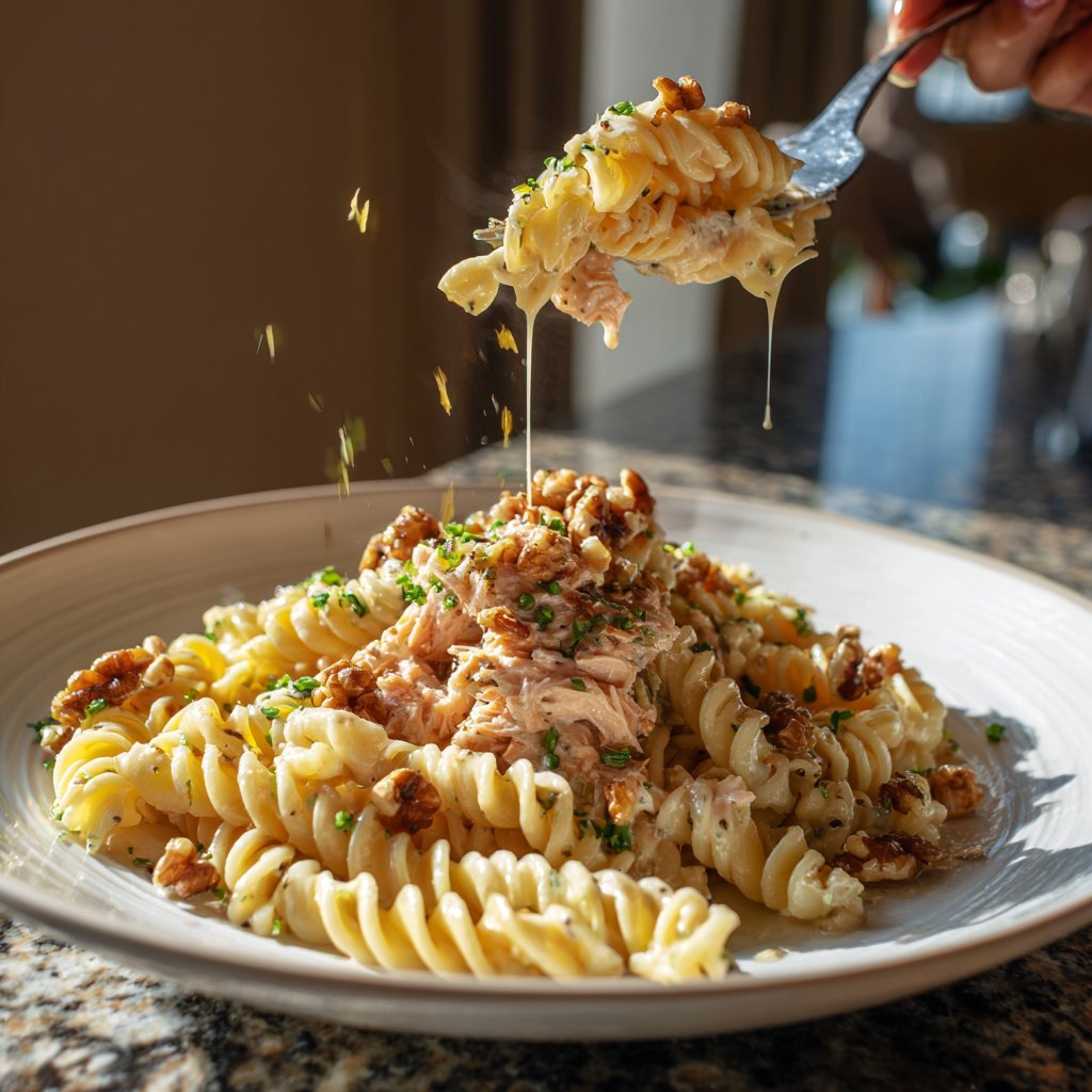 Lemon-Walnut Salmon Pasta
