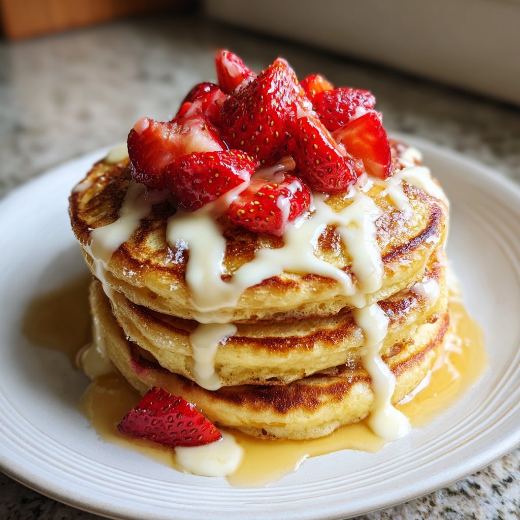 Strawberries and Cream Pancakes