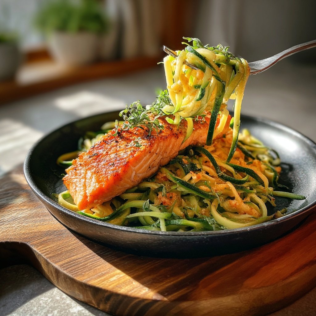 Zucchini Noodles with Salmon